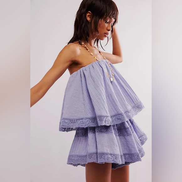 Free People Pants - Free People Lavender Tiered Strapless Romper
